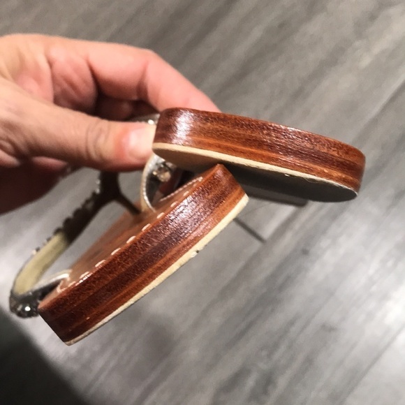 Mystique Silver Rhinestone Thong Style Leather Sandals size 8 - Picture 7 of 9